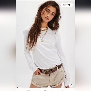 NWOT Free People Nova Long Sleeve Tee ~ Ivory